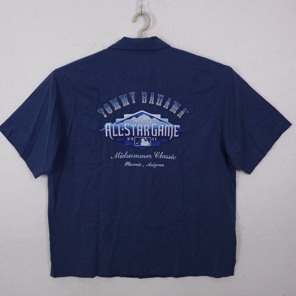 Tommy Bahama MLB All-Star Game 2011 Shirt Mens XL Blue Silk Phoenix 19444